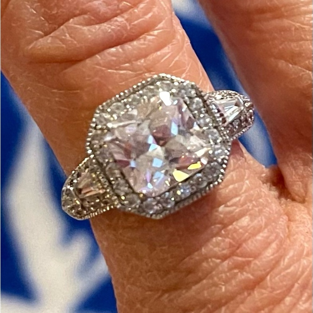 Cubic zirconia on a 925 sterling band.